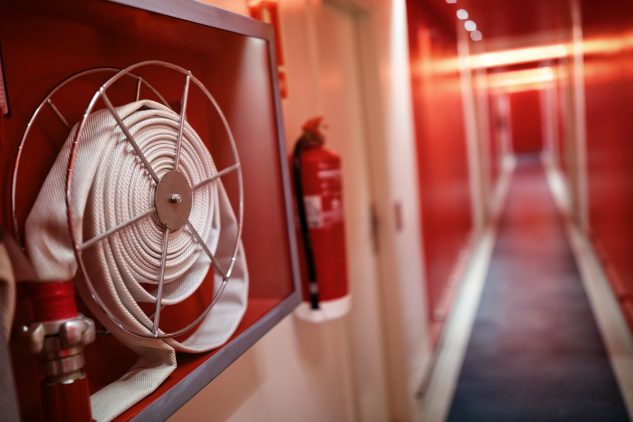 Fire protection system components in a building